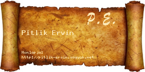 Pitlik Ervin névjegykártya